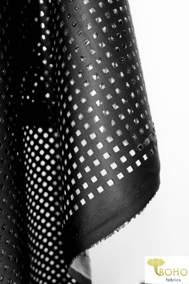 Buy fabric online - Patterned Jersey Net - Black - laser cut