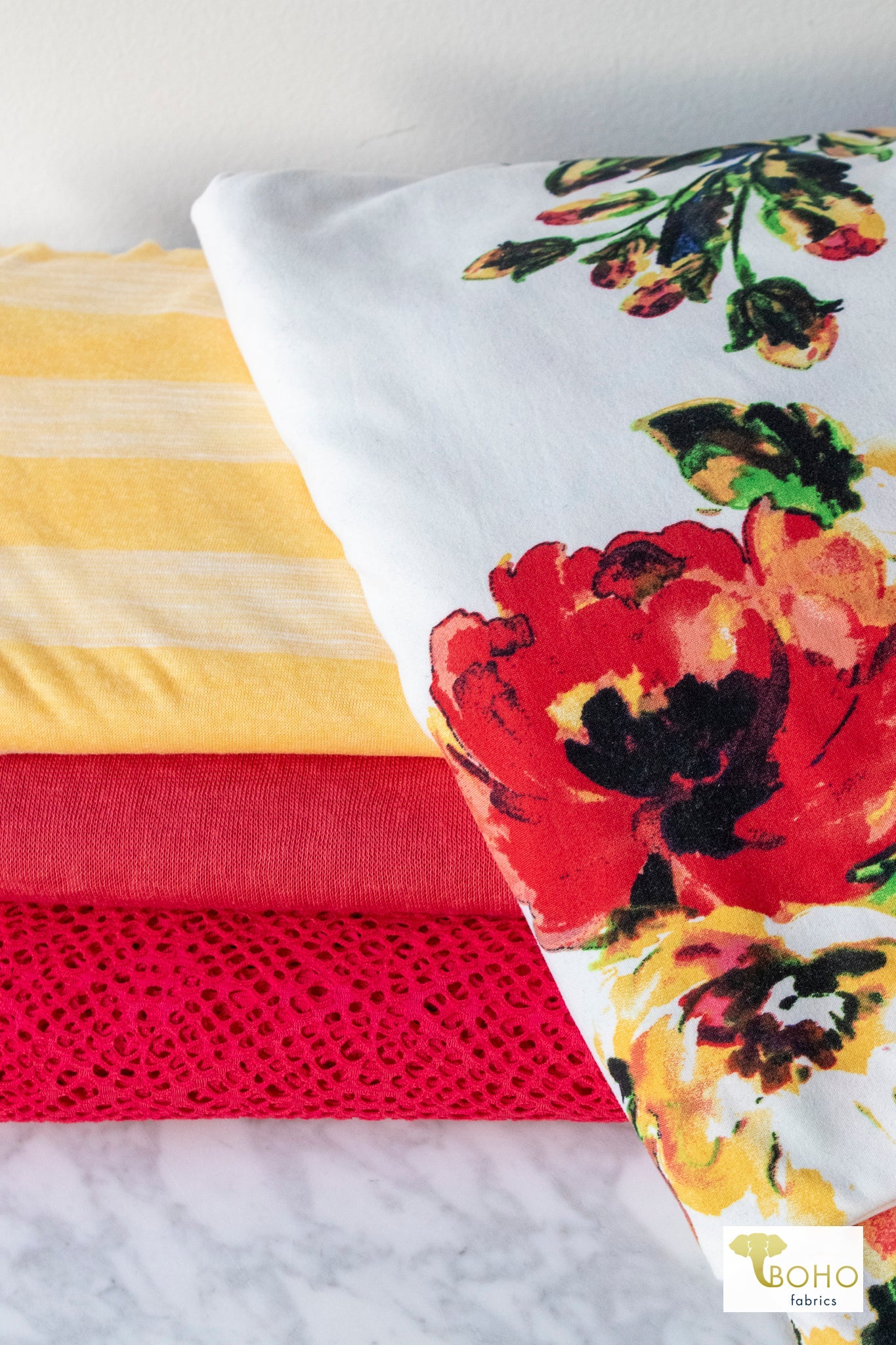 09/09/2024 Fabric Happy Hour! Bright Autumn, Knit Bundle. READY TO SHIP! - Boho Fabrics - Fabric Bundles