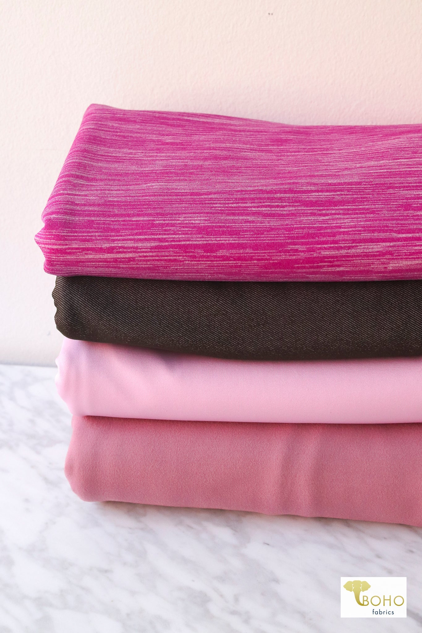 11/01/2024 Fabric Happy Hour! Pink Athletic Knit Bundle. READY TO SHIP! - Boho Fabrics - Fabric Bundles