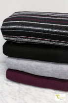 12/16/2024 Fabric Happy Hour! Plum Stripes, Sweater Knit Bundle. READY TO SHIP! - Boho Fabrics - Fabric Bundles