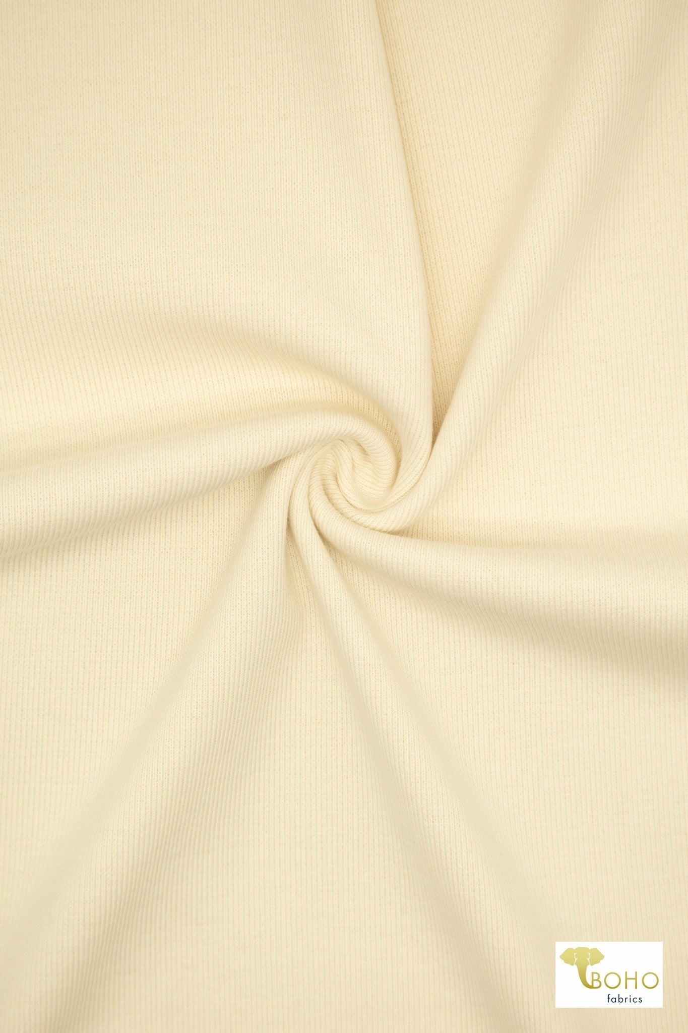 1x1 Rib Knit, Ivory Parchment. SOLD BY THE HALF YARD! - Boho Fabrics - Rib Solid, Knit Fabric