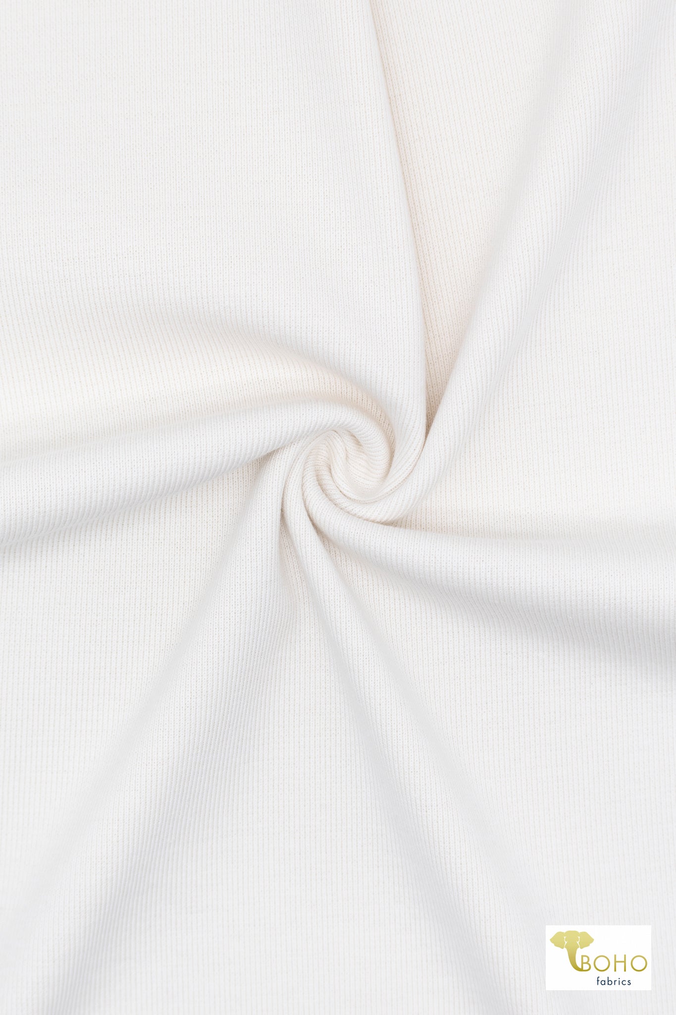 1x1 Rib Knit, White. SOLD BY THE HALF YARD! - Boho Fabrics - Rib Solid, Knit Fabric