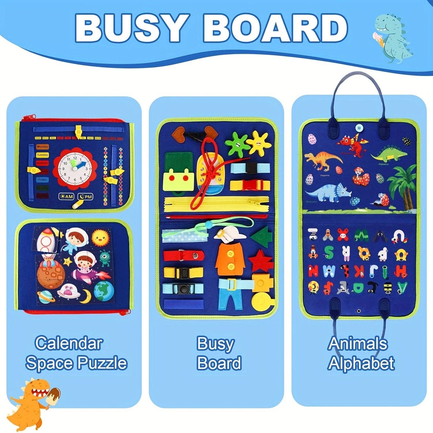 25 - IN - 1 Busy Board: Montessori Toy For 1 - 4 Year Old Toddlers - Boho Fabrics - Toys