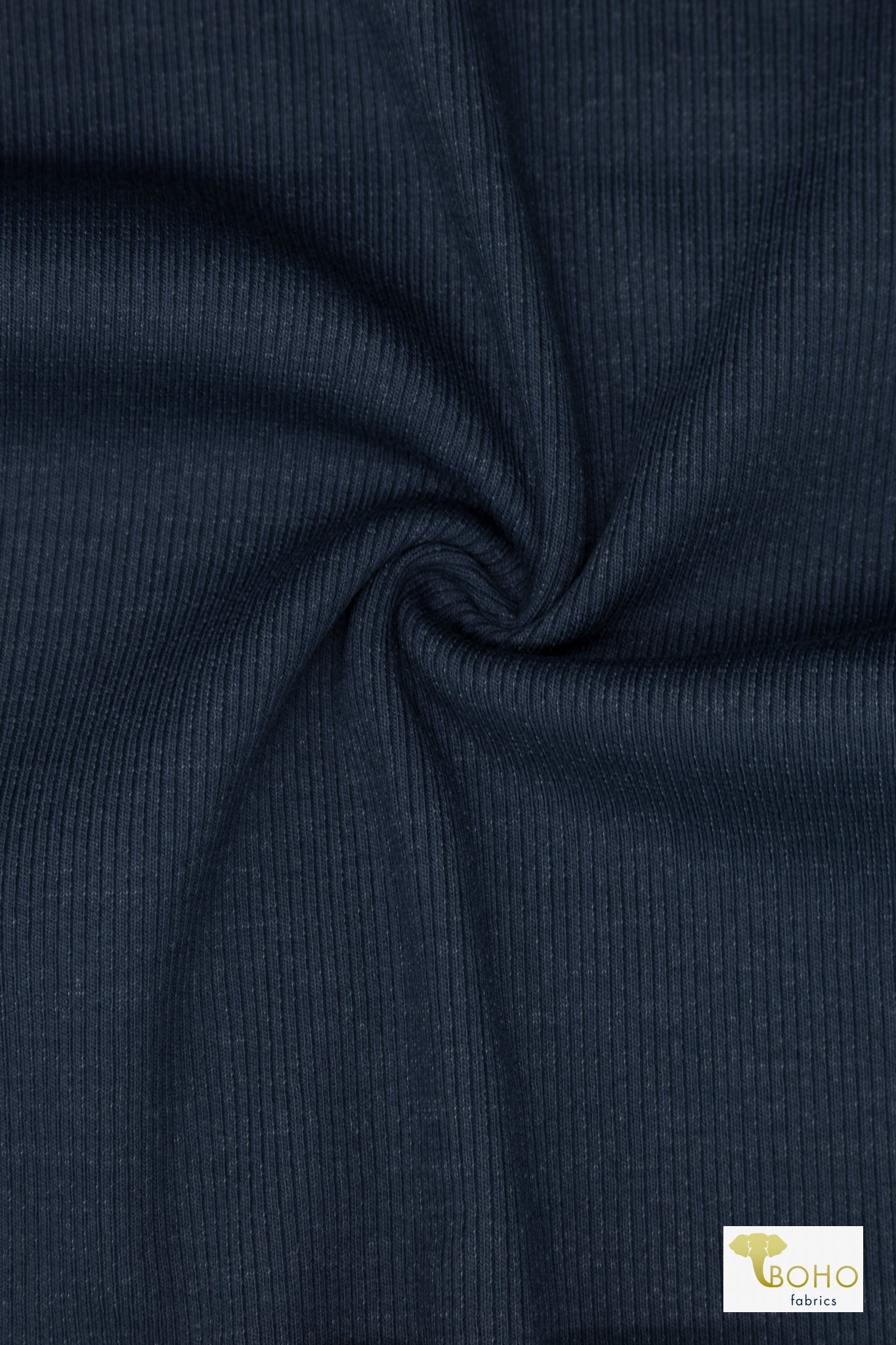 2x1 Rib Knit, Navy Blue. SOLD BY THE HALF YARD! - Boho Fabrics - Rib Solid, Knit Fabric