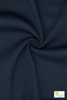 2x1 Rib Knit, Navy Blue. SOLD BY THE HALF YARD! - Boho Fabrics - Rib Solid, Knit Fabric