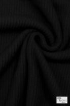 2x2 Black, Cotton Rib Knit - Boho Fabrics - Rib Solid, Knit Fabric