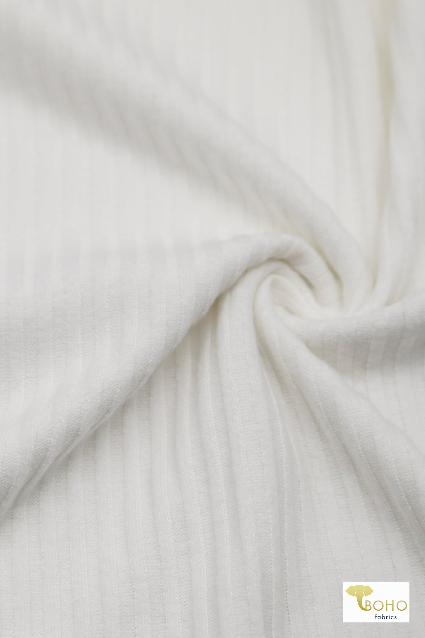 4x3, White Brushed Rib Knit Fabric - Boho Fabrics - Rib Solid, Knit Fabric