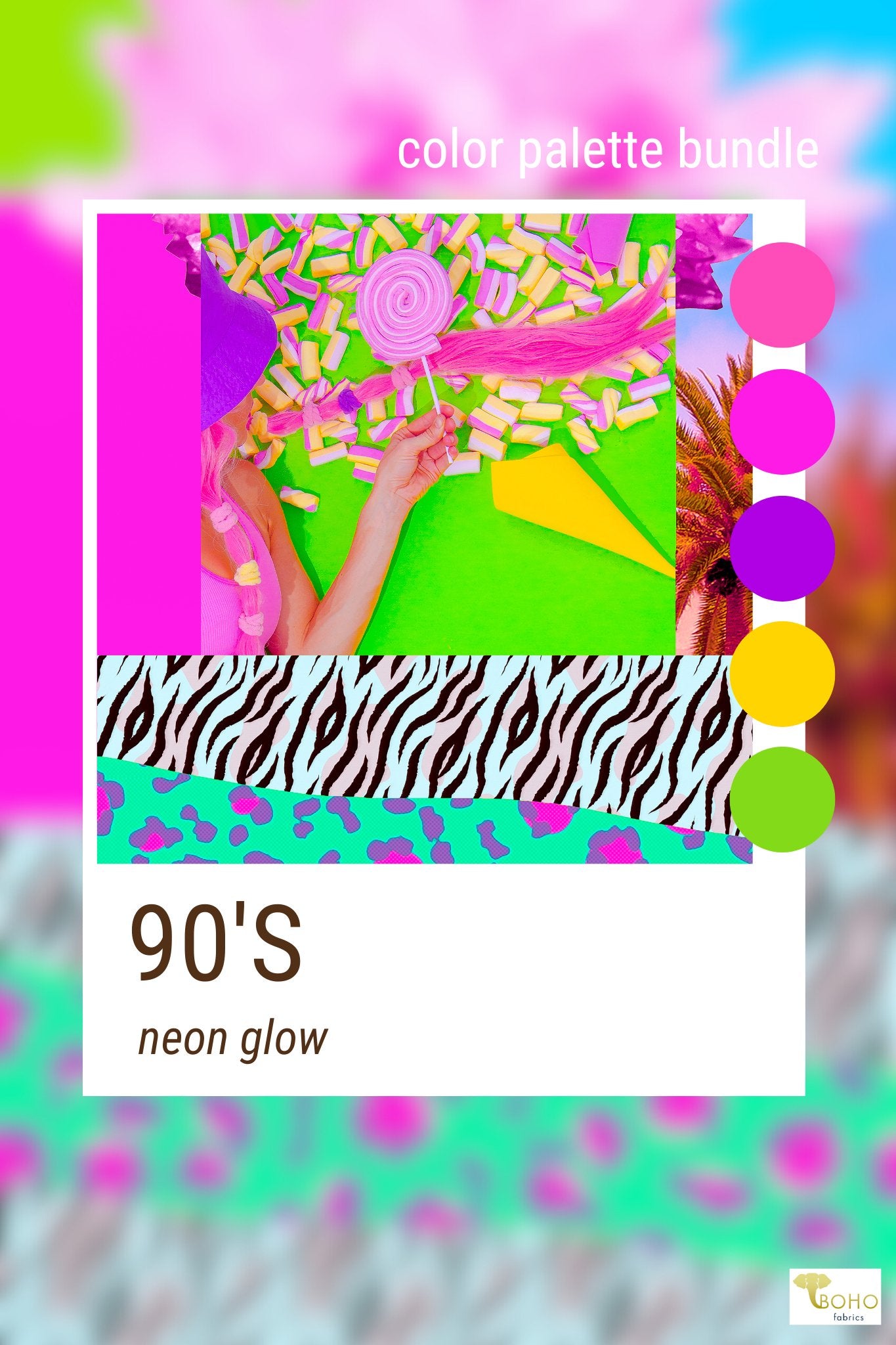 90's Neon Glow, Mystery Color Palette Box. - Boho Fabrics - Fabric Bundles