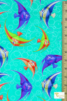 Angelfish Aqua, Swim Knit Fabric - Boho Fabrics - Swim Knit, Printed Fabric