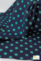 Aqua Dots on Navy Blue (32" Panel), Swim Knit Fabric - Boho Fabrics - Swim Knit, Printed Fabric