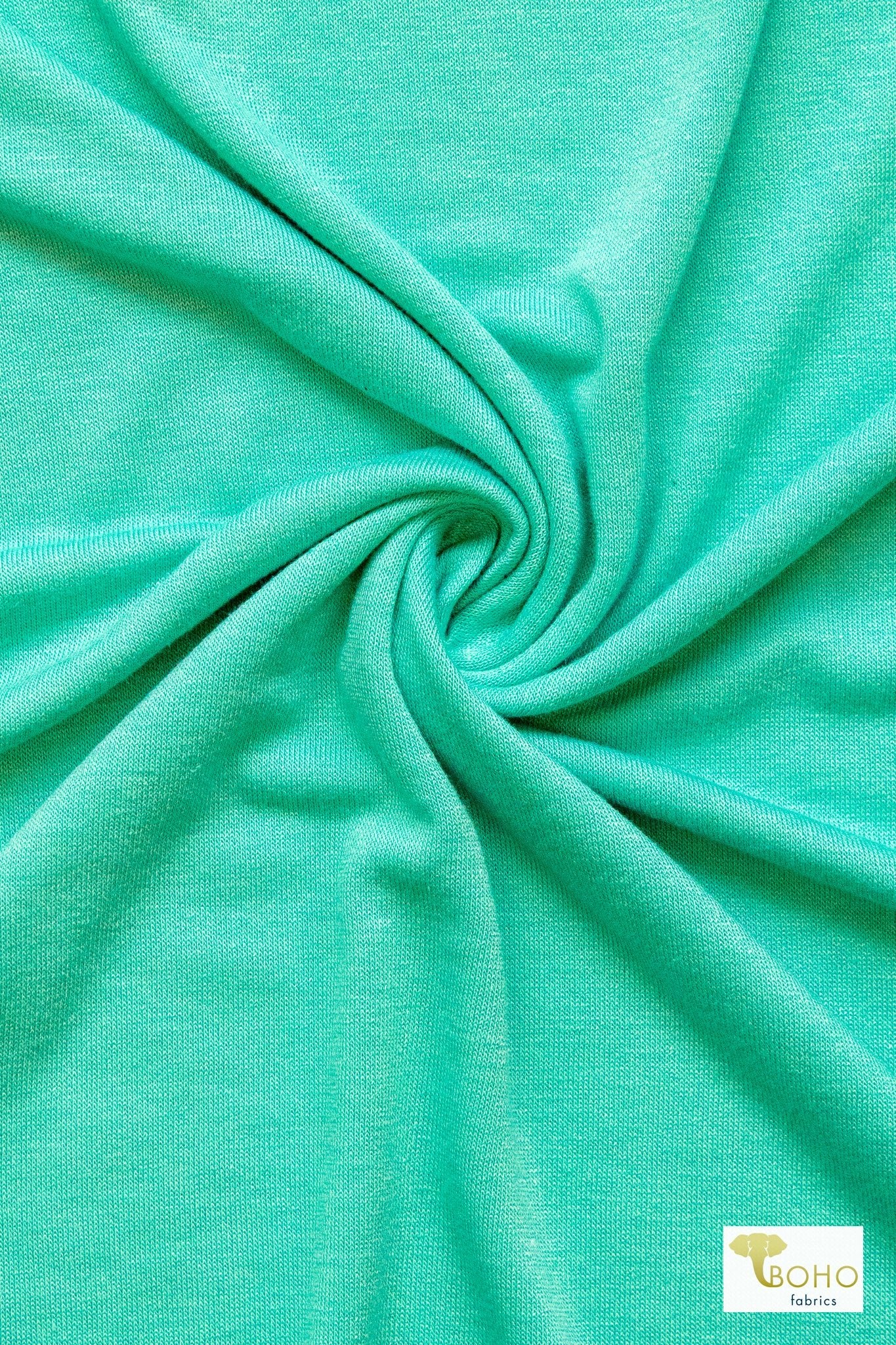 Aqua, Solid Rayon Spandex Knit Fabric - Boho Fabrics - Rayon Jersey Solid, Knit Fabric