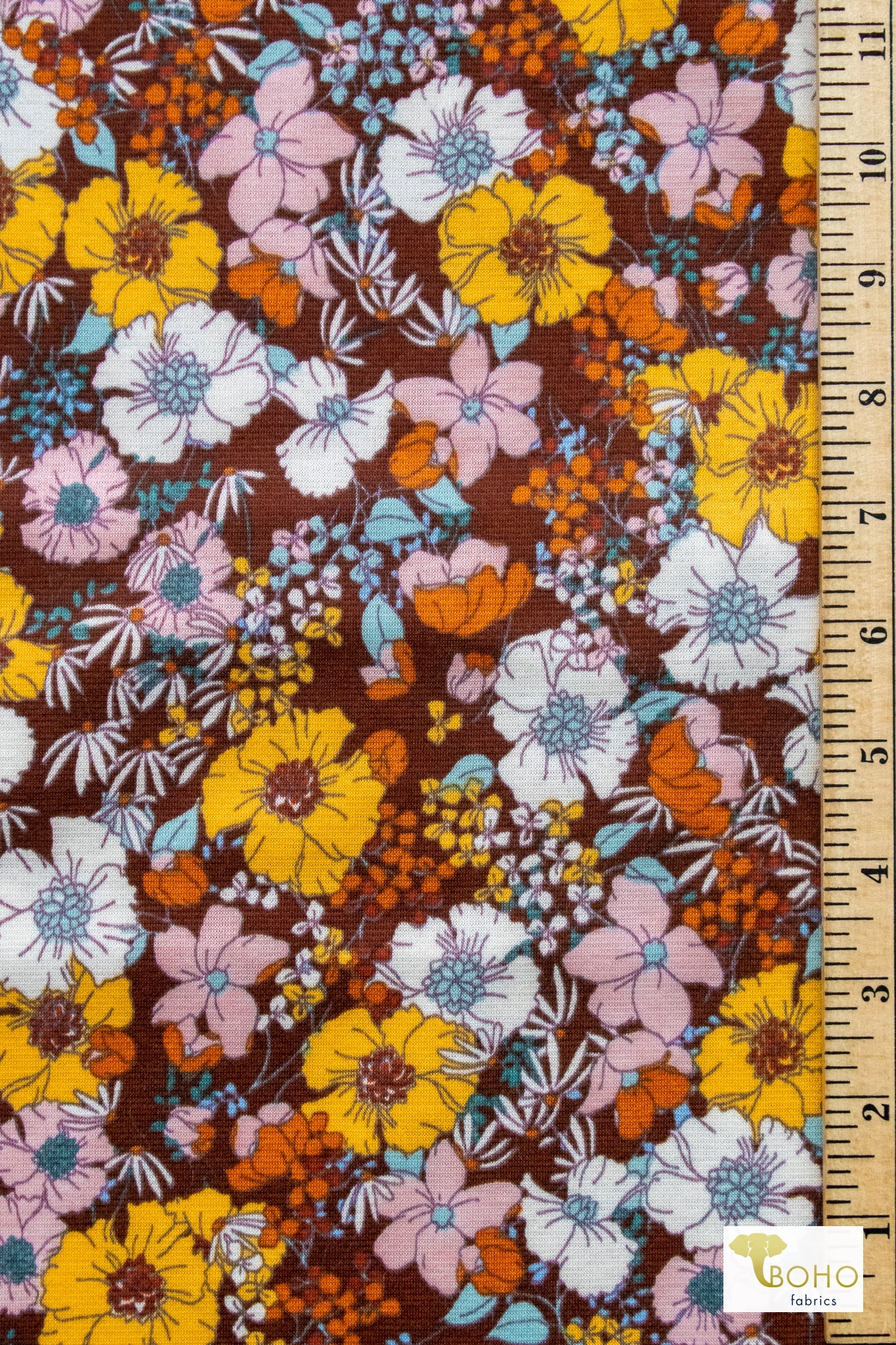 Autumn Florals, Ponte Knit Fabric - Boho Fabrics - Ponte Print, Knit Fabric