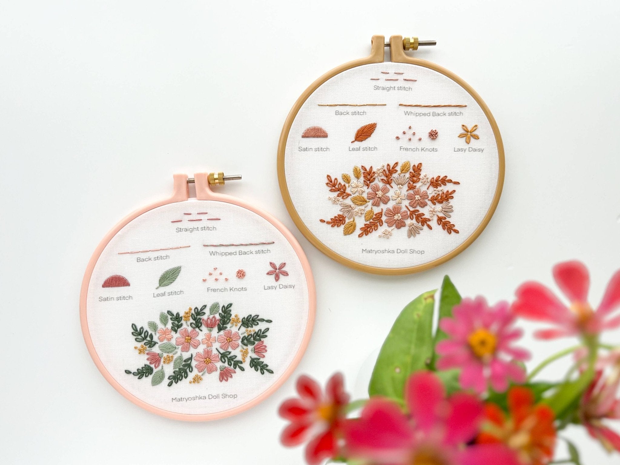 Beginner Embroidery Kit - Stitch Sampler for beginners - Boho Fabrics - 