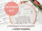 Beginner Embroidery Kit - Stitch Sampler for beginners - Boho Fabrics - 