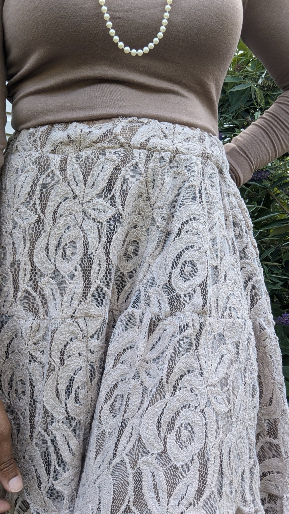 Beige Florals, Woven Cotton Lace - Boho Fabrics - Lace, Woven