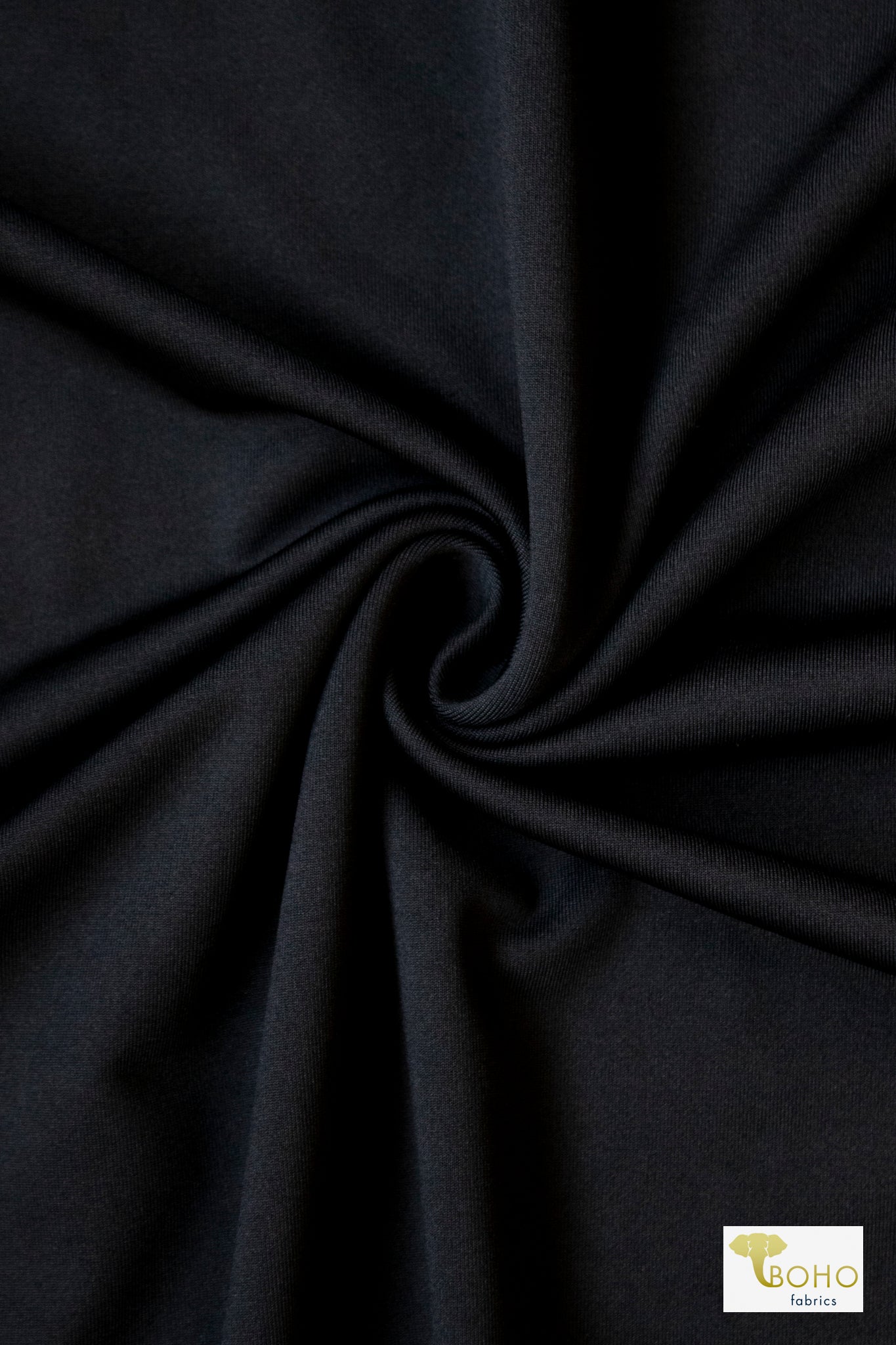 Black, Athletic Brushed Knit Fabric - Boho Fabrics - Athletic Knit Fabric