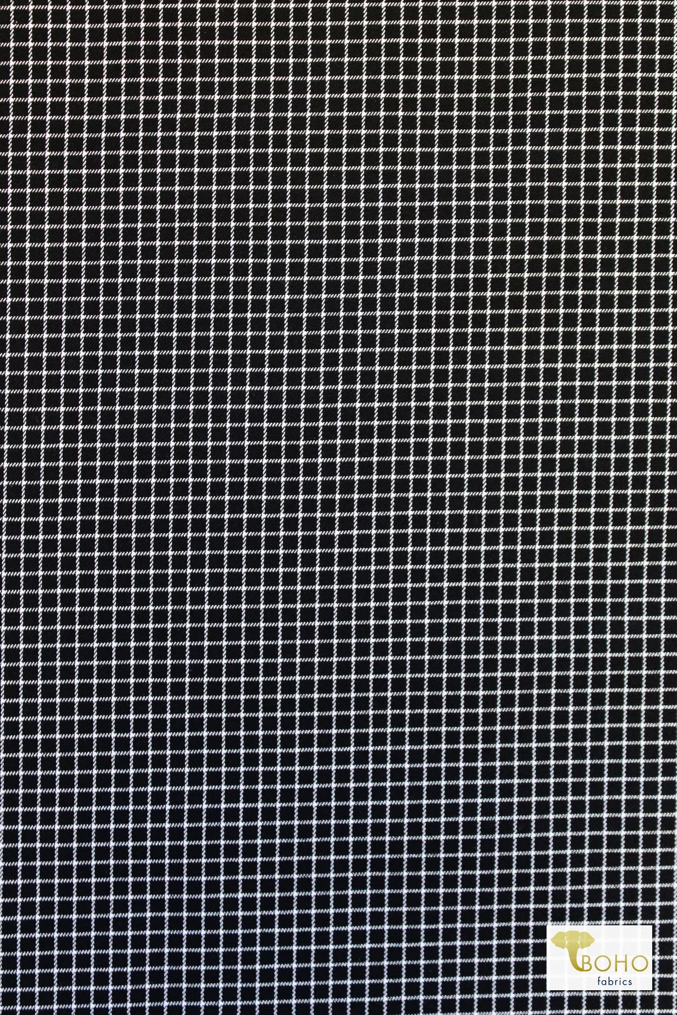 Black Grid, Stretch Woven - Boho Fabrics - Stretch Woven