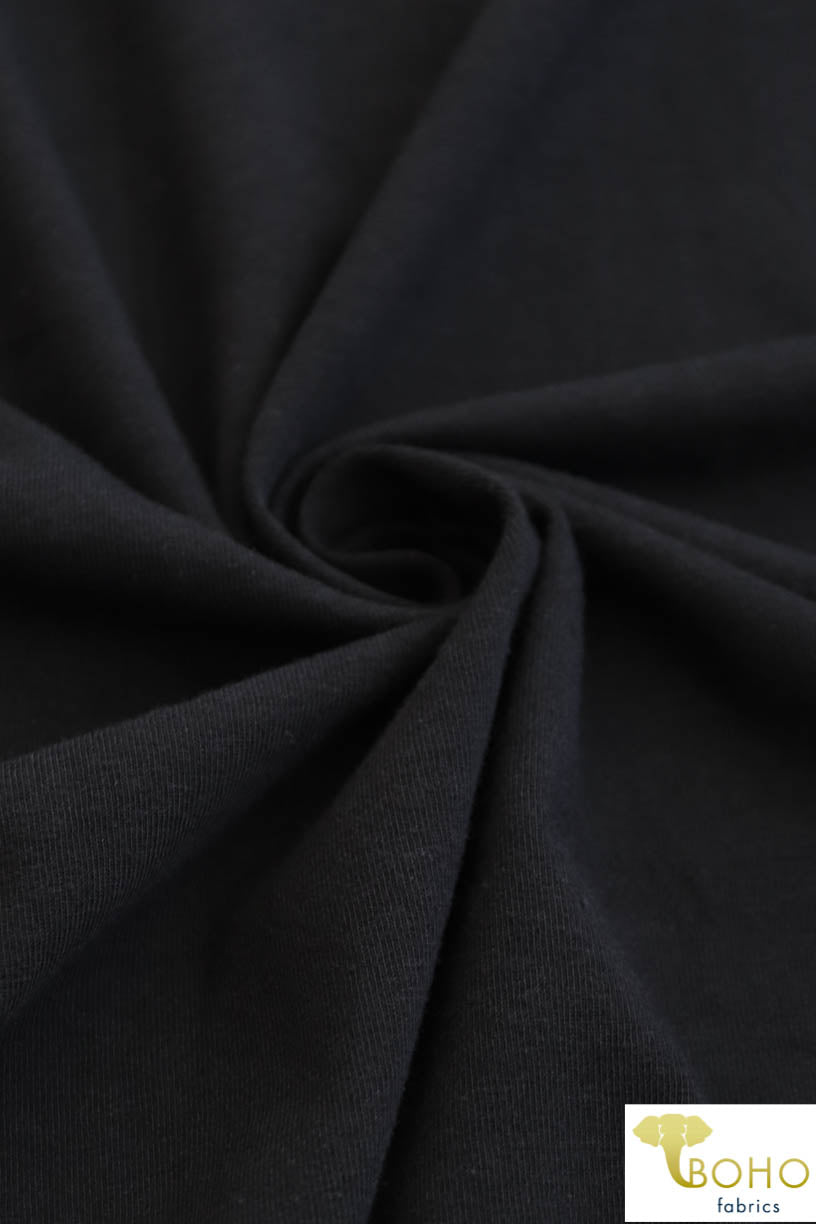 Black Heavy Solid, Cotton Spandex Knit Fabric, 12 oz. - Boho Fabrics - Cotton Spandex Solid Fabric