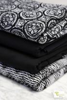 Black Medallions, Athletic Knit Bundle : CM - ATHL - 01 - Boho Fabrics - Fabric Bundles