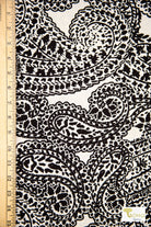 Black/White Paisleys, Rayon Challis Woven Fabric - Boho Fabrics - Challis, Woven