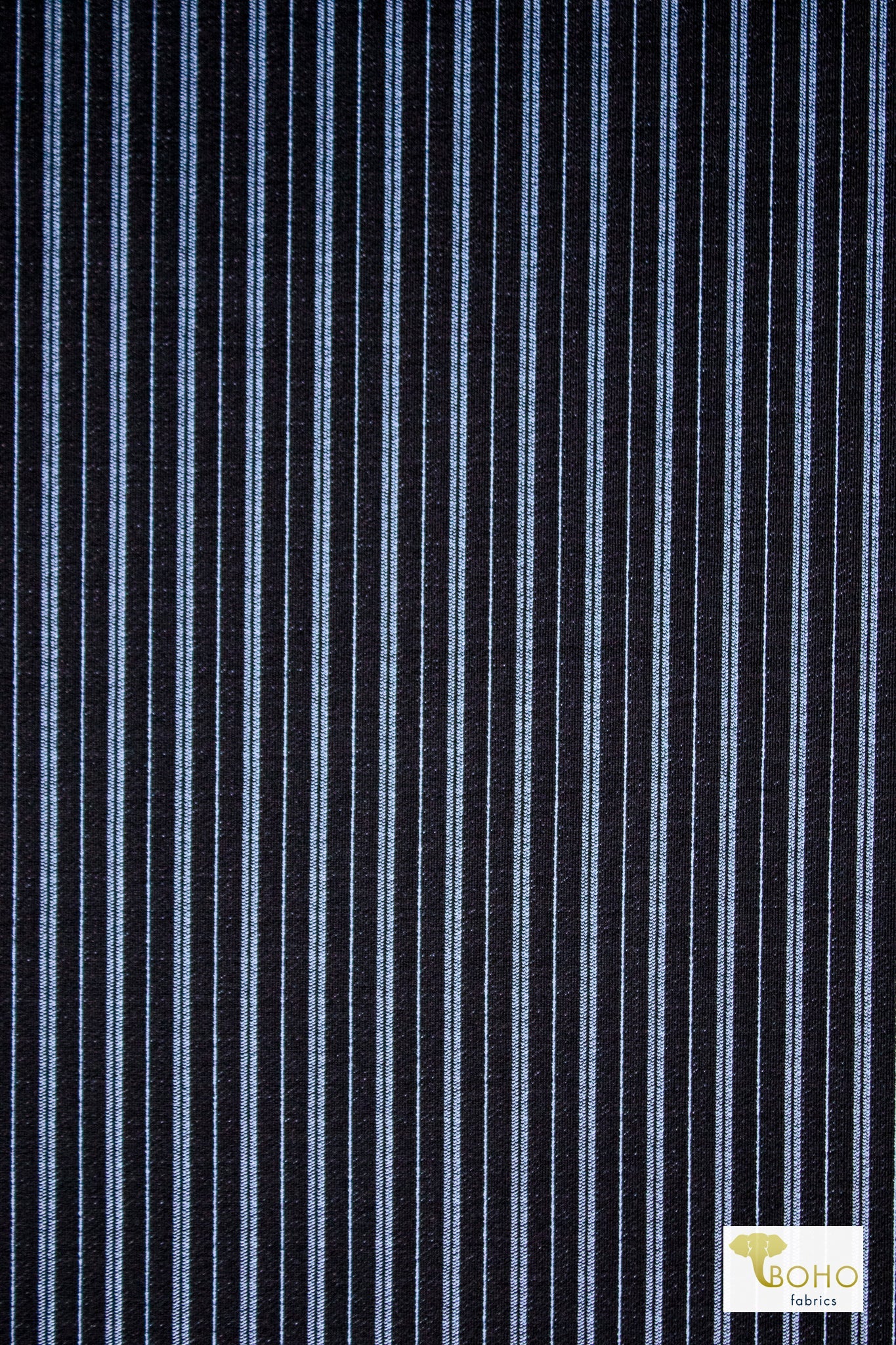 Blue Pinstripes, Jacquard Knit Fabric - Boho Fabrics - Jacquard Knit Fabric