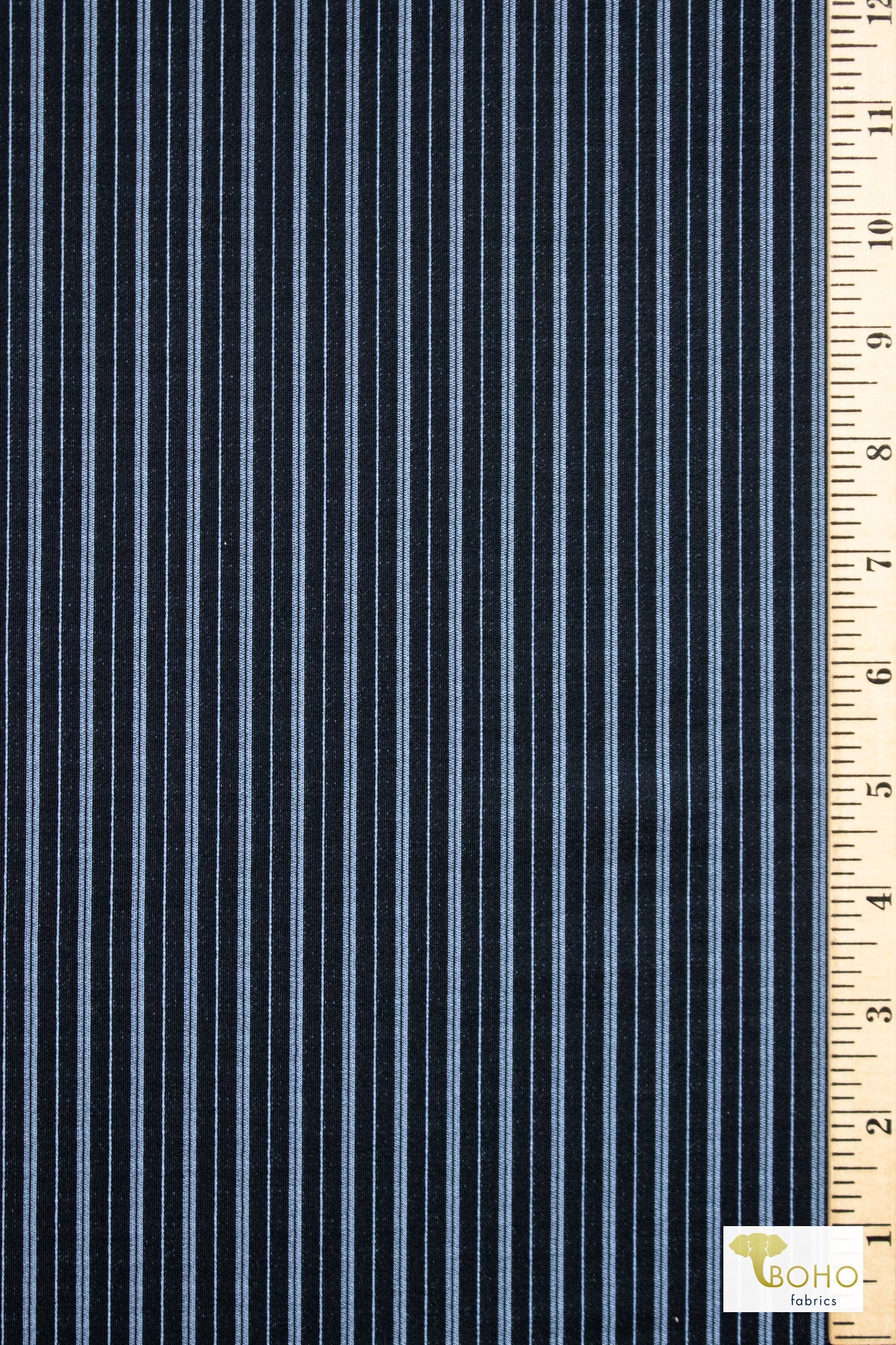 Blue Pinstripes, Jacquard Knit Fabric - Boho Fabrics - Jacquard Knit Fabric