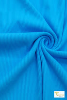 Caribbean Blue, Athletic Rib Knit Fabric - Boho Fabrics - Athletic Knit Fabric