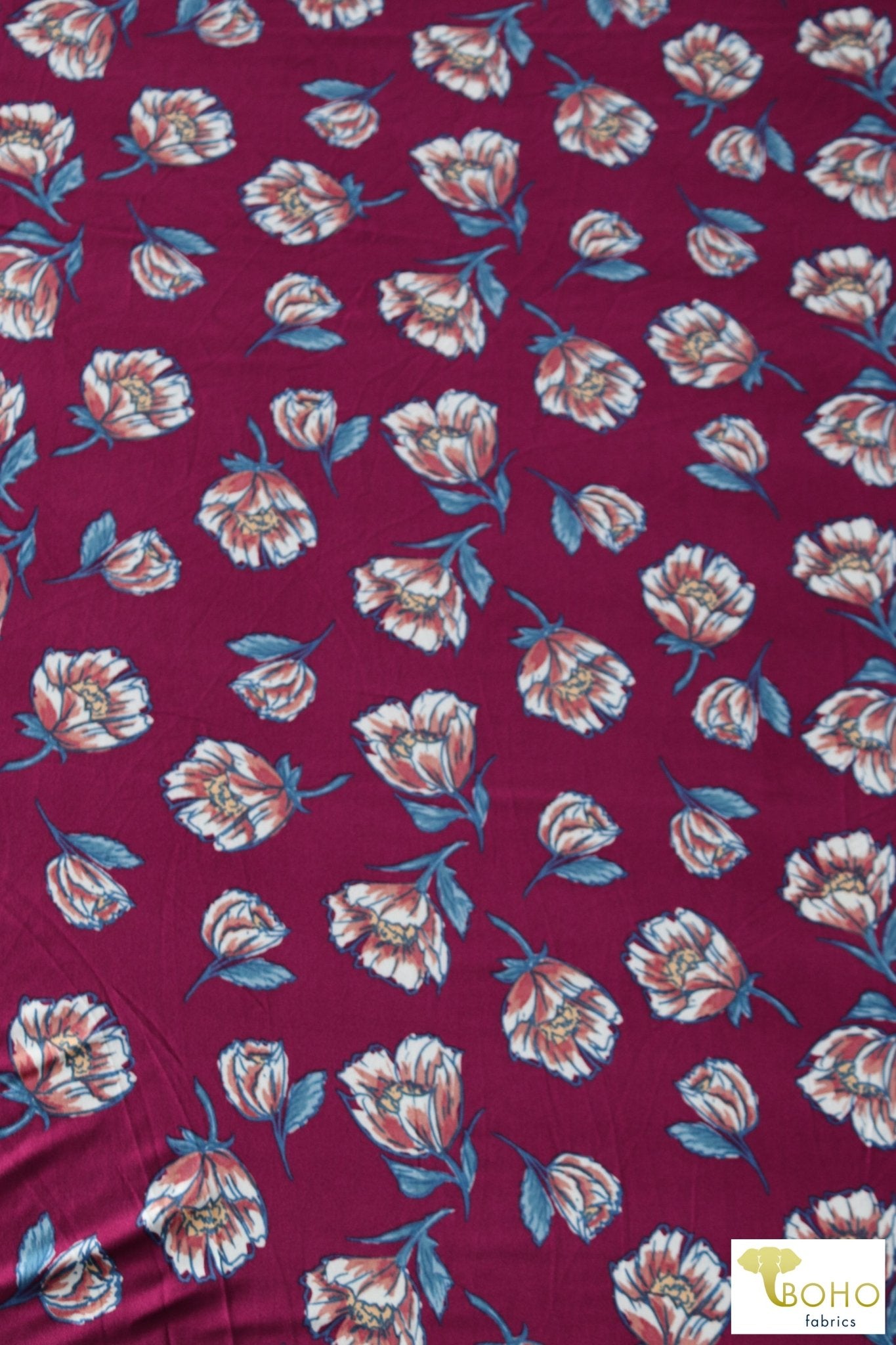 Cascade Blooms on Sangria, DBP. BPP-313 - Boho Fabrics