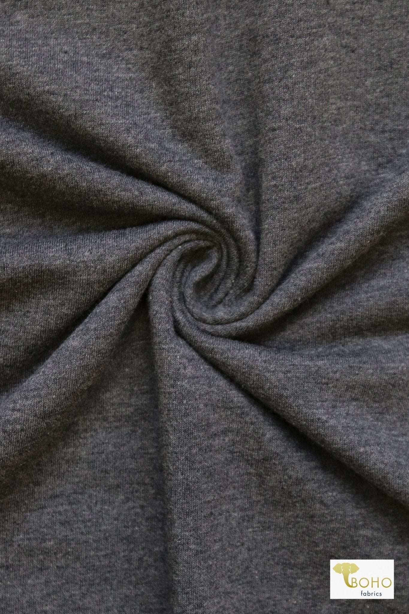 Charcoal Gray. Cotton French Terry. CLFT - 938 - CG. (PRE - ORDER) - Boho Fabrics - Cotton, French Terry Knit