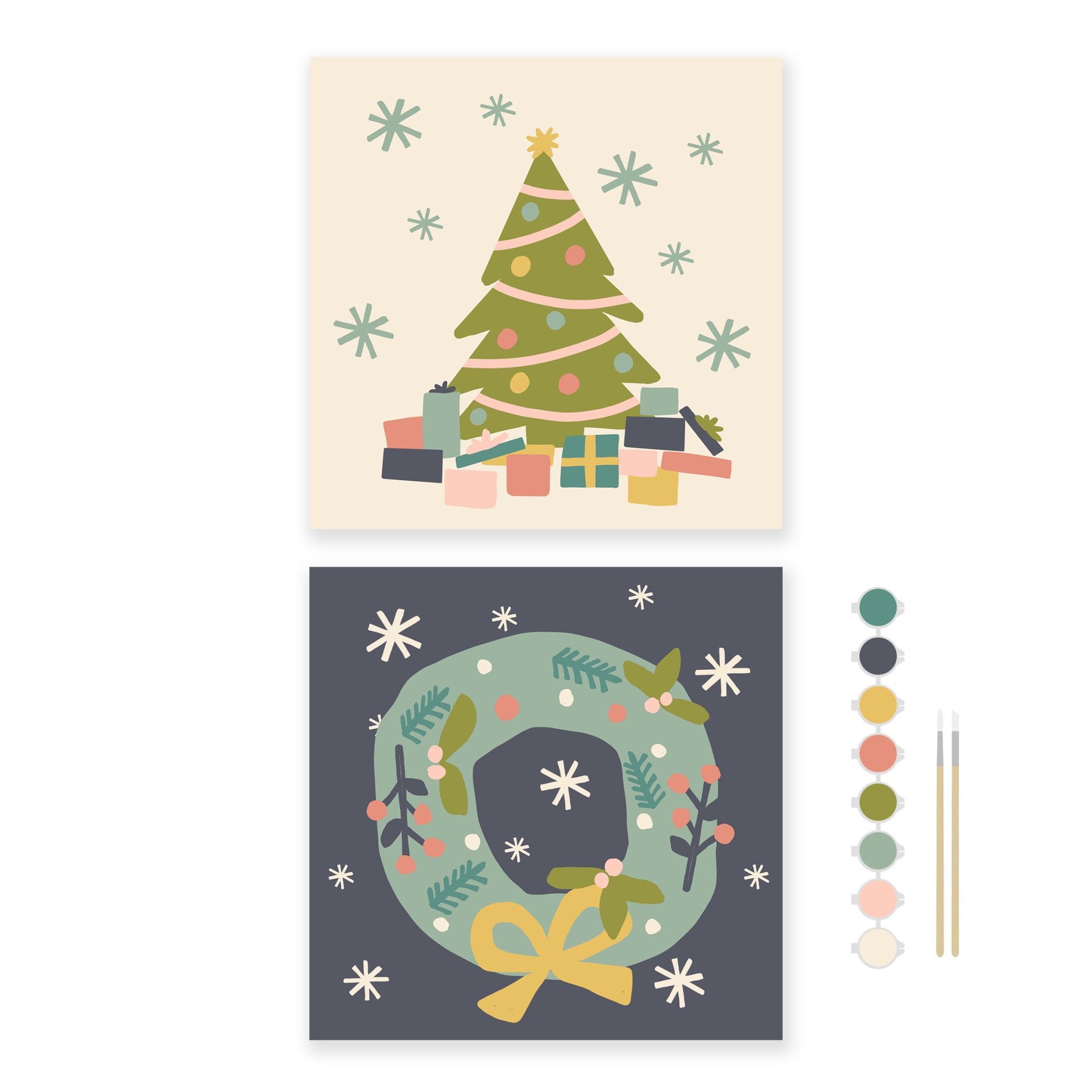 Cozy Holidays Paint by Number Kit + Travel Easel - Boho Fabrics - 