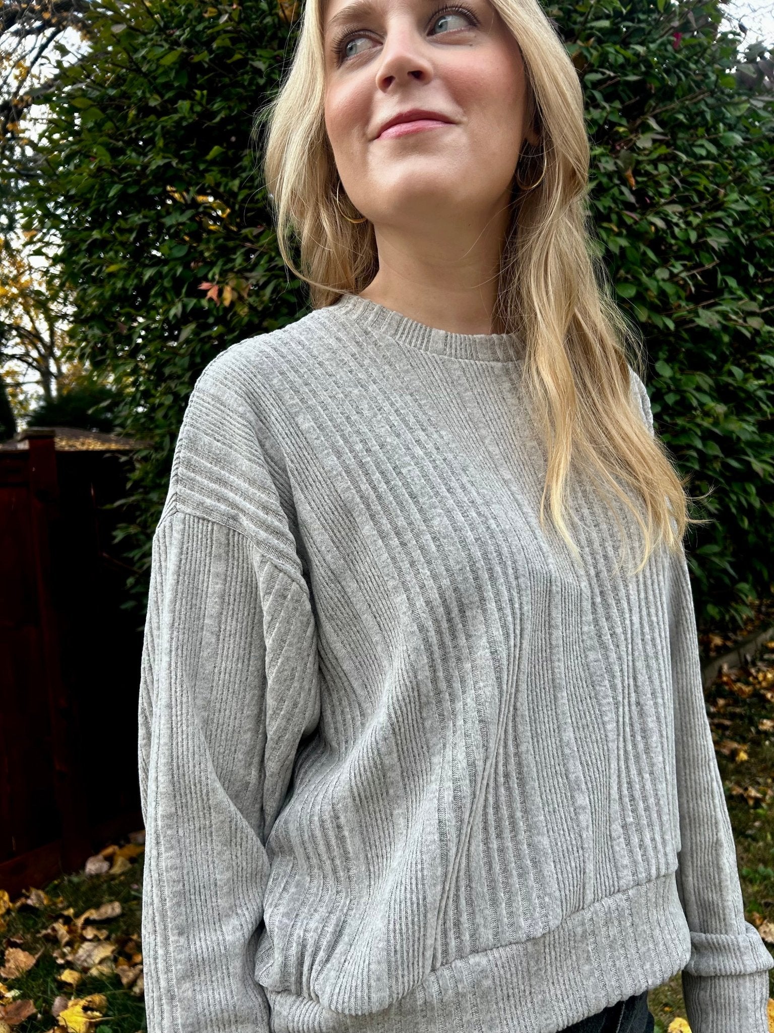 Cozy Stripe, Brushed Rib Knit in Oatmeal Ash - Boho Fabrics - Rib Solid, Knit Fabric