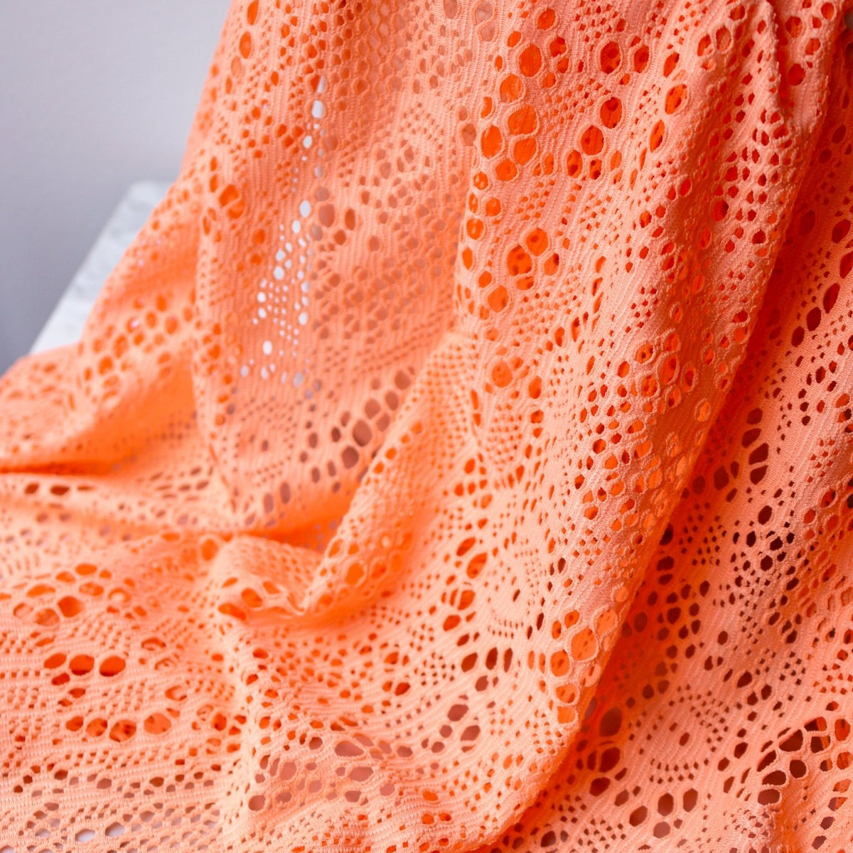 Last Cuts! Cresendo in Tangerine, Stretch Lace Fabric – Boho Fabrics