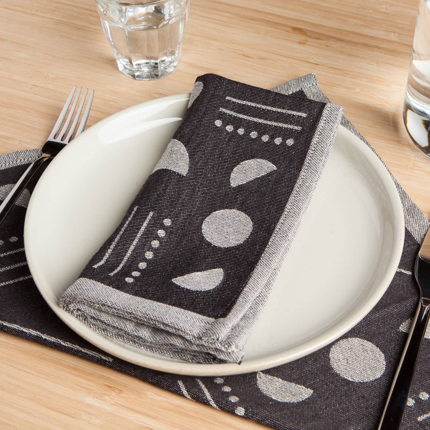 Danica Studio Domino Woven Cotton Jacquard Napkins Set of 4. (PRE - ORDER) - Boho Fabrics - Home Decor