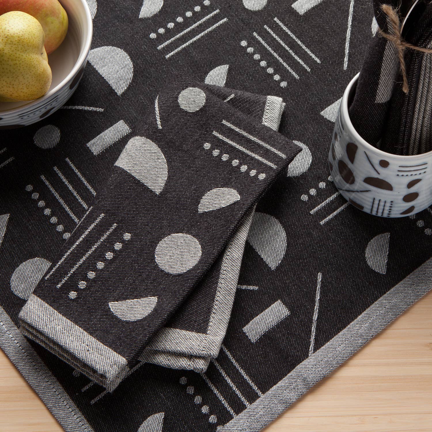 Danica Studio Domino Woven Cotton Jacquard Napkins Set of 4. (PRE - ORDER) - Boho Fabrics - Home Decor