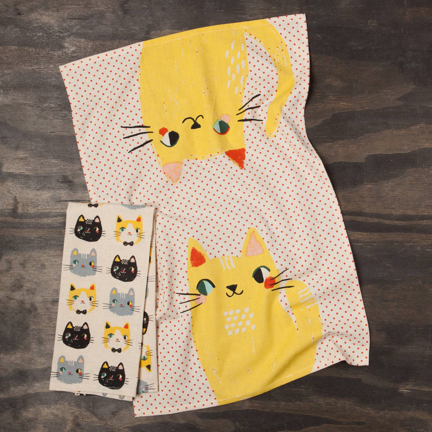 Danica Studio Meow Meow Cats Kitchen Towel Set of 2. (PRE - ORDER) - Boho Fabrics - Home Decor