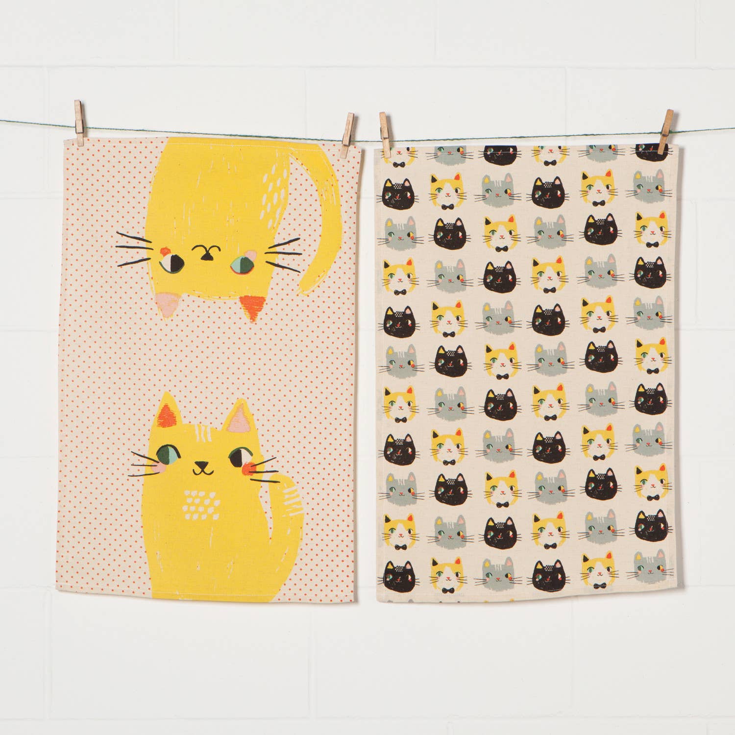 Danica Studio Meow Meow Cats Kitchen Towel Set of 2. (PRE - ORDER) - Boho Fabrics - Home Decor