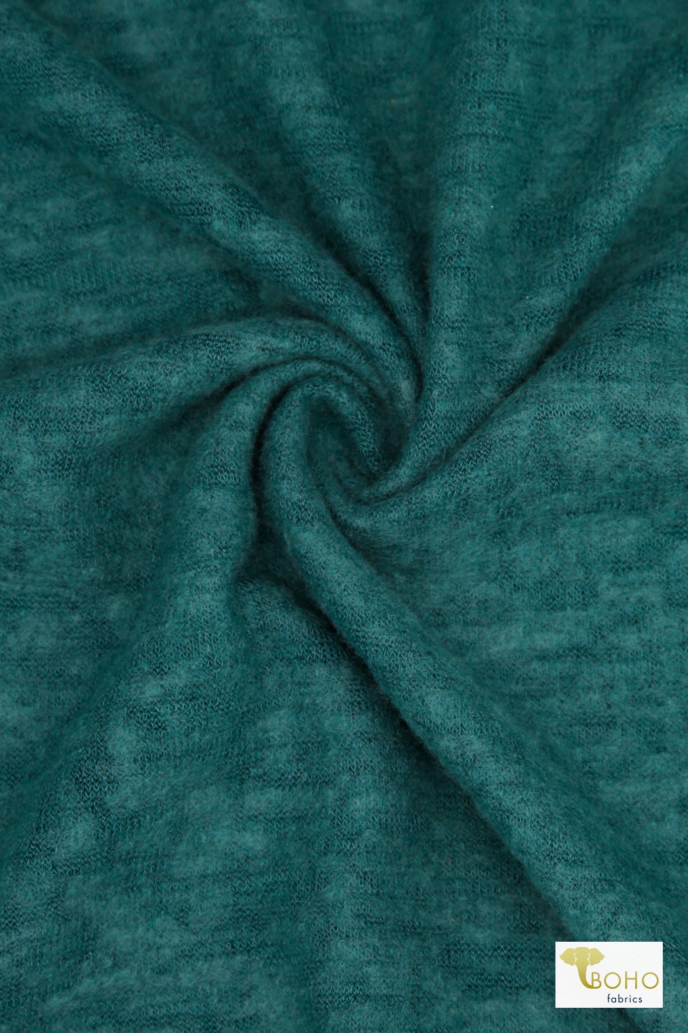 Deep Spruce Green, Solid Brushed Sweater Knit Fabric - Boho Fabrics - Sweater Solids, Knit Fabric