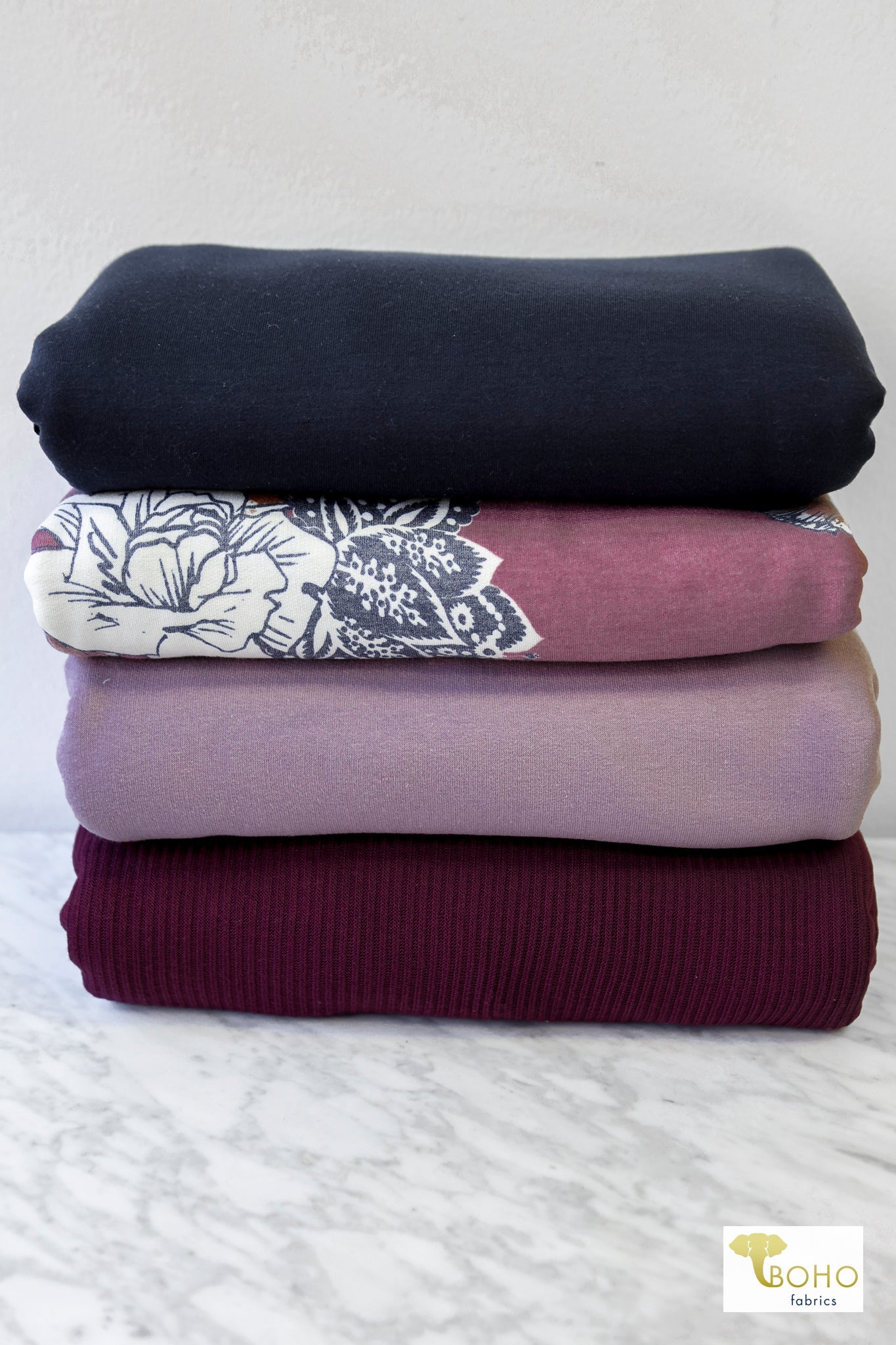 Elyse Mauve, Sweater & French Terry Knit Bundle (CM - SWTR - 02) - Boho Fabrics - Fabric Bundles