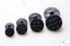 Etched Hepburn, Shank Buttons in Black. Available in 15mm, 19mm, 23mm, 28mm - Boho Fabrics