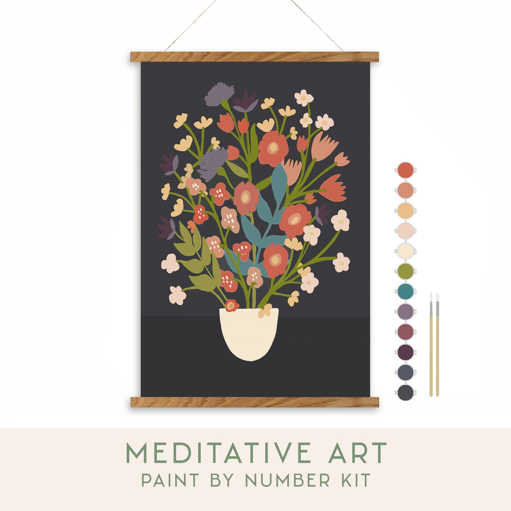 Flower Bouquet Meditative Art Paint by Number Kit - Boho Fabrics - 