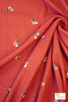 Flowers on Red, Rib Knit Fabric - Boho Fabrics - Rib Print, Knit Fabric