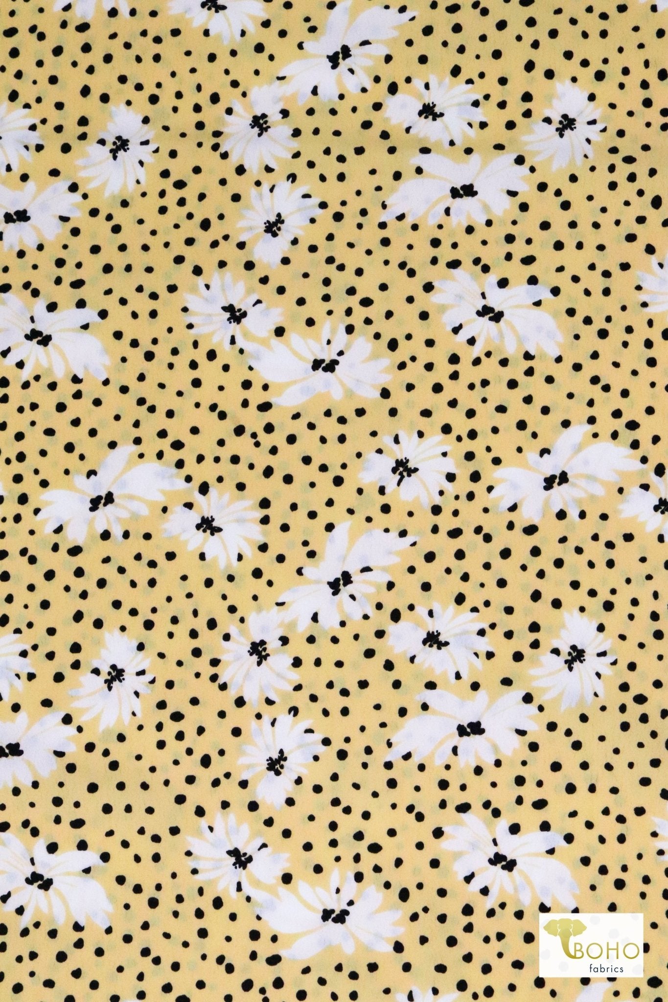 Golden Floral Freckles, Georgette Woven Fabric - Boho Fabrics - Georgette, Woven