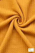 Golden Yellow, Waffle Knit Fabric - Boho Fabrics - Waffle Knits