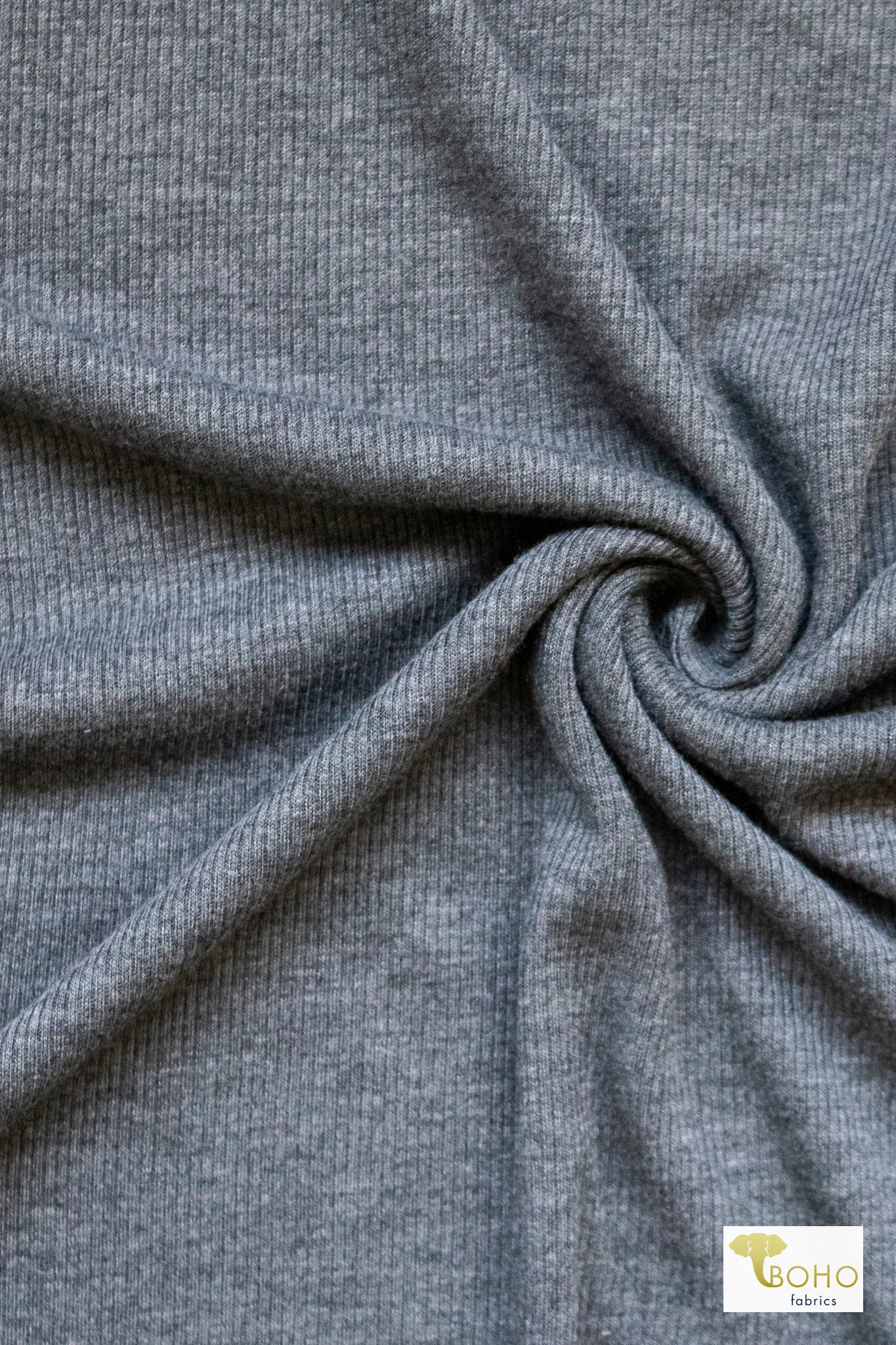 Gray, Rib Knit Fabric - Boho Fabrics - Rib Solid, Knit Fabric