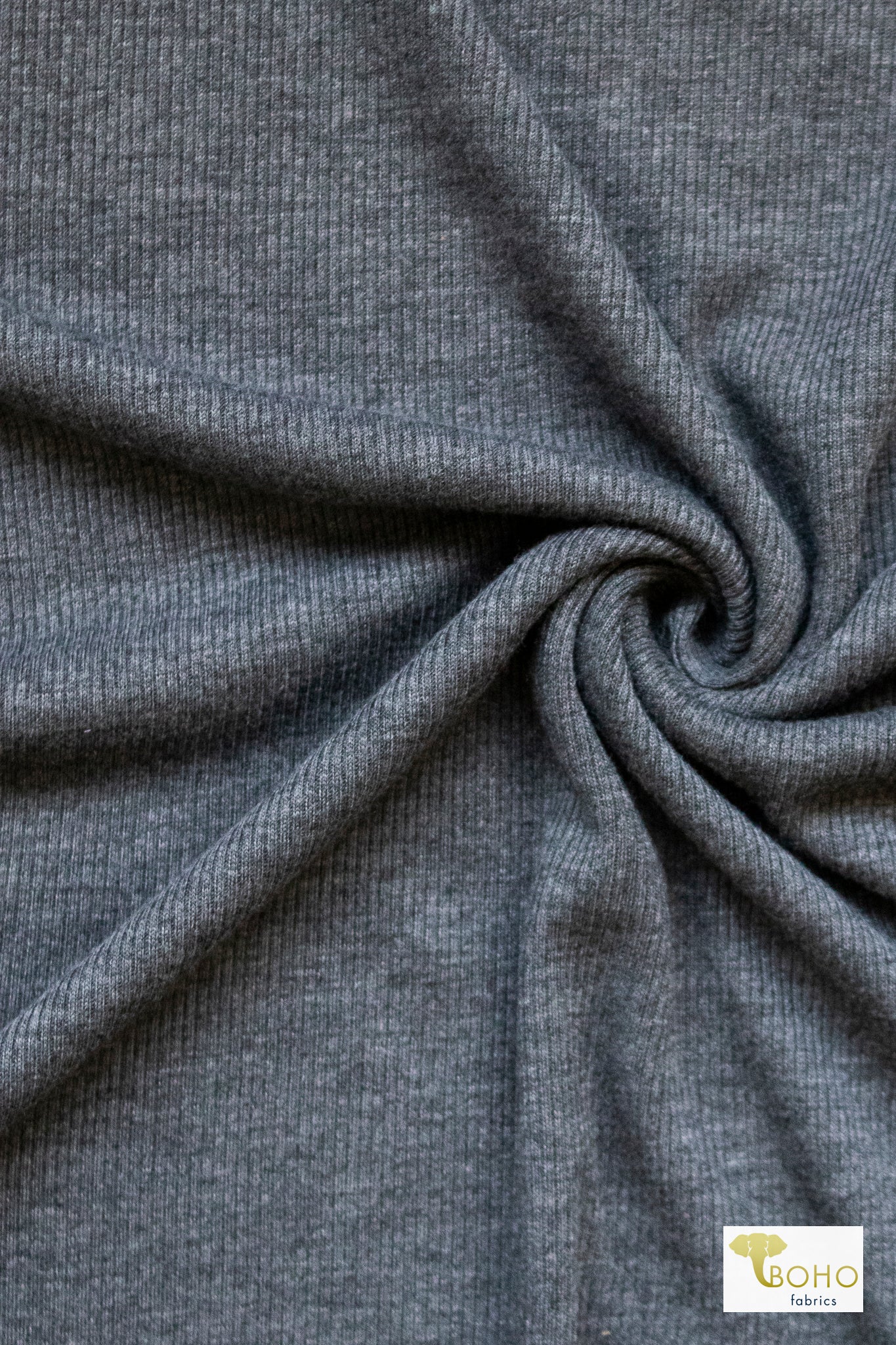 Gray, Rib Knit Fabric - Boho Fabrics - Rib Solid, Knit Fabric