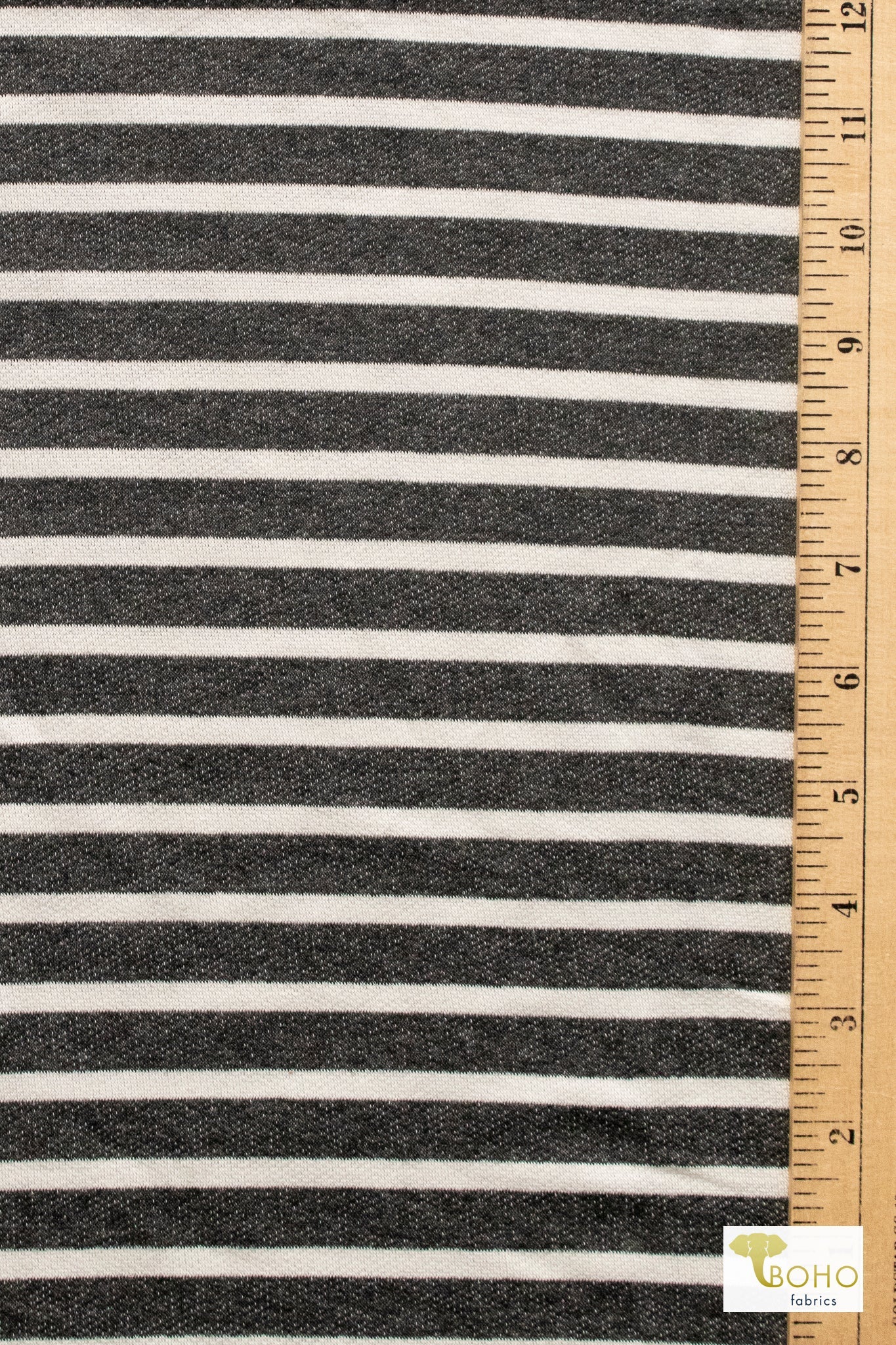 Gray Stripes, French Terry Knit Fabric - Boho Fabrics - French Terry Prints, Knit Fabric