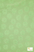 Green Daisy Floral, Jacquard Terry Knit Fabric - Boho Fabrics - Jacquard Knit Fabric