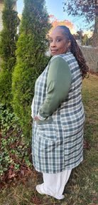 Green Plaid, Stretch Woven Fabric - Boho Fabrics - Stretch Woven