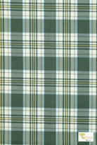 Green Plaid, Stretch Woven Fabric - Boho Fabrics - Stretch Woven