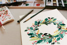 Holly Wreath watercolor painting kit - Boho Fabrics - 